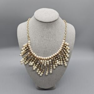 Dillard's Gold Pearl Crystal Bead Necklace